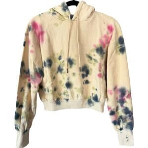 AFRM Fink Cropped Tie Dye Hoodie In Sand Crumble Womens Pullover Hoodie Small